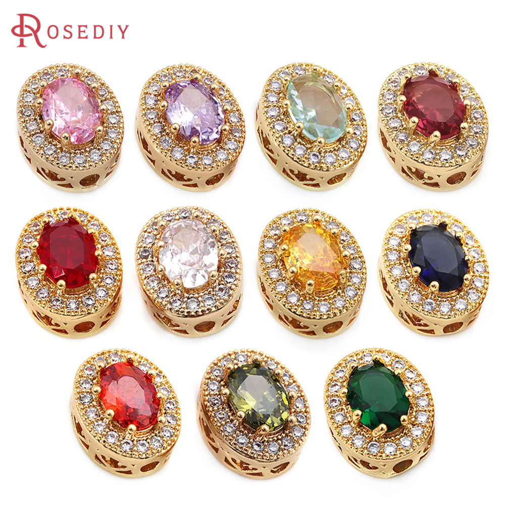 Bracelets - 6PCS 18K Gold Color Brass Oval