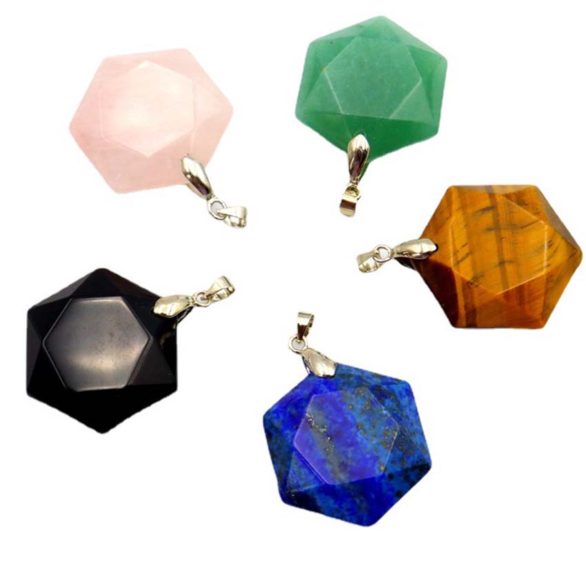Crystal Pendant Necklace Natural Stone - Crystal Hexagram Stone Pendants For Women