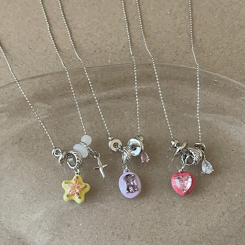 Heart Locket Necklace Photo - Minar French Colorful Enamel CZ Cubic