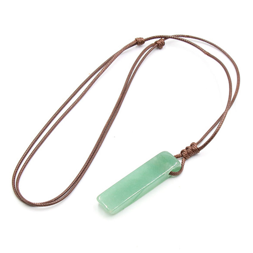 Crystal Pendant Necklace Natural Stone - Natural Crystal Rectangle Stone Pendant Necklace