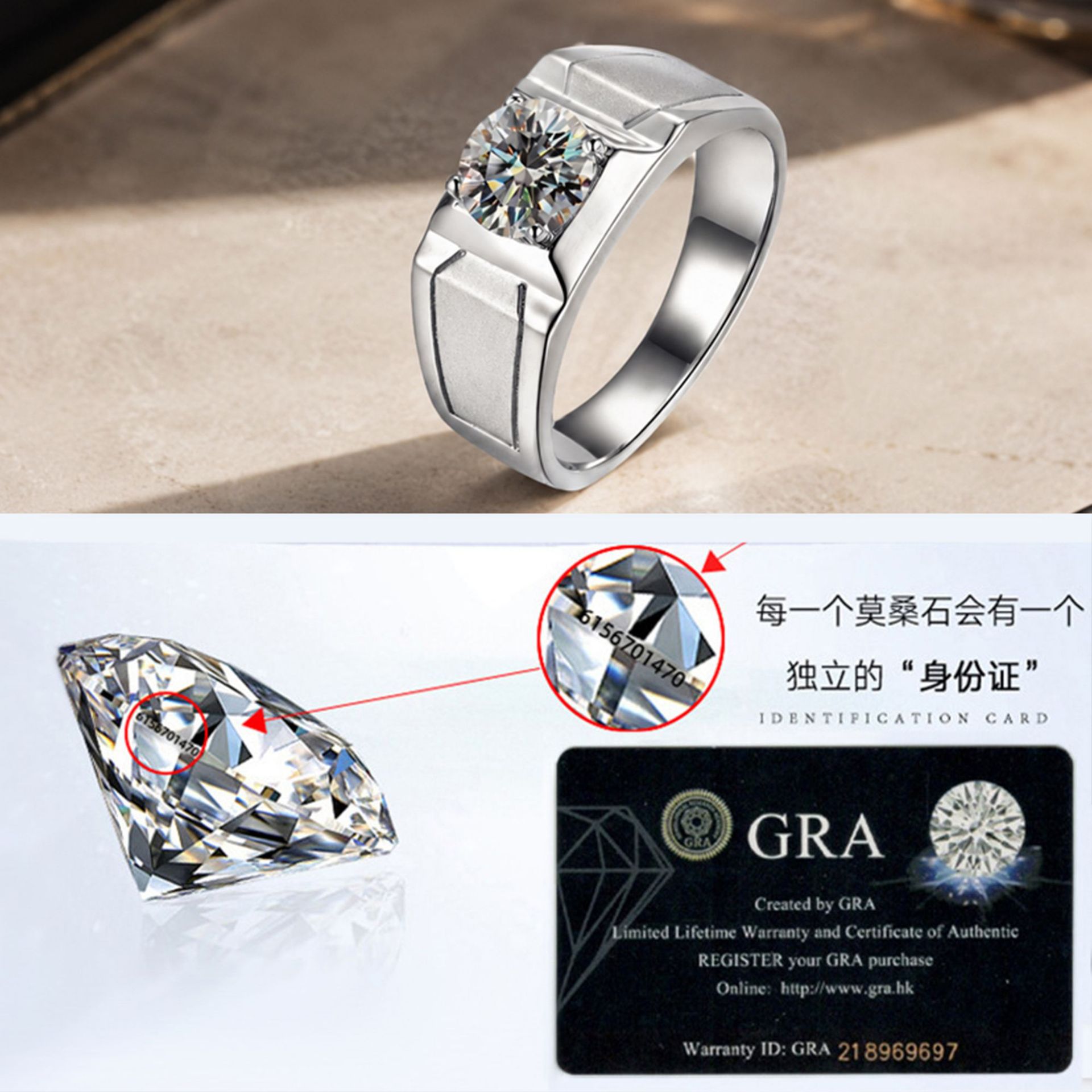 Hot selling s925 sterling silv - огляд і ціна Moissanite Engagement Ring 1 Carat