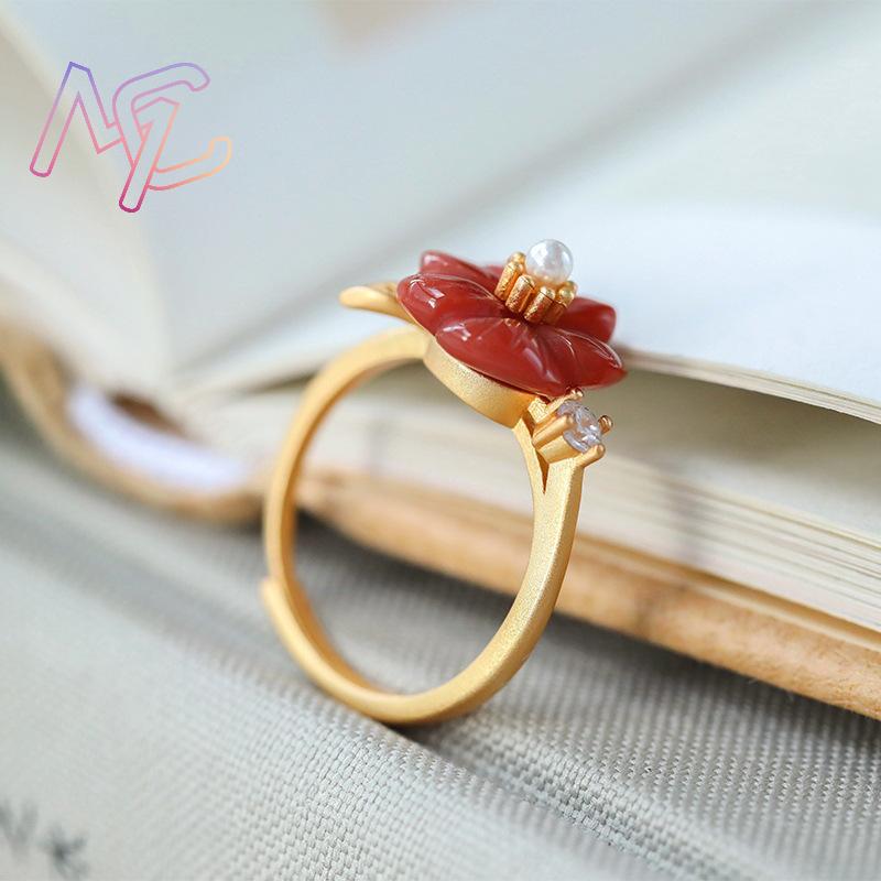 Red Natural Jade Flower Rings  - огляд і ціна Rings