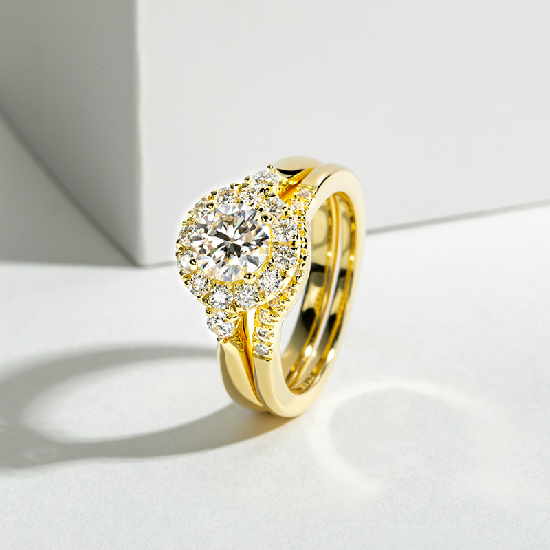 Engagement Gold Color Ring Set - огляд і ціна Moissanite Engagement Ring 1 Carat