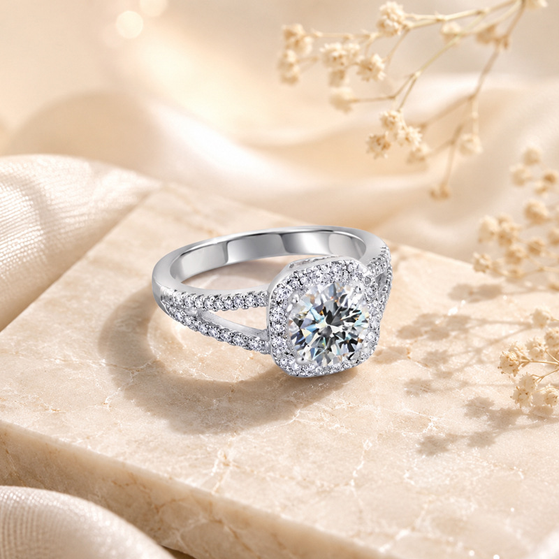 Hot selling 100% S925 silver s - огляд і ціна Moissanite Engagement Ring 1 Carat