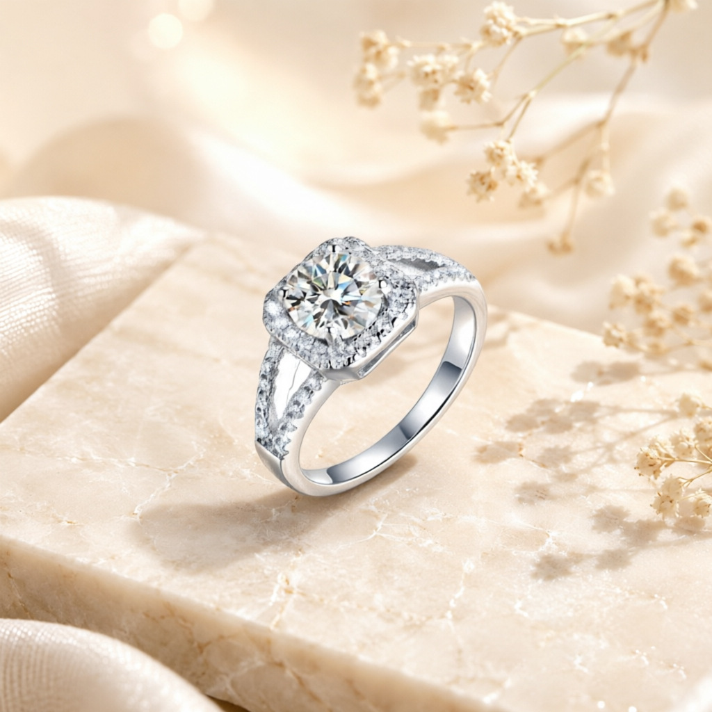Hot selling 100% S925 silver s - огляд і ціна Moissanite Engagement Ring 1 Carat