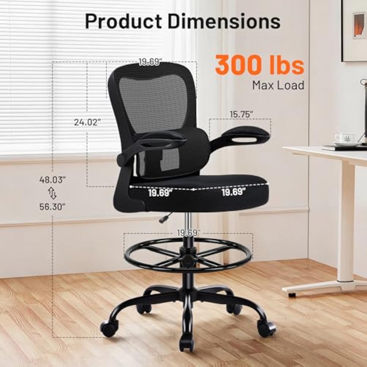 Ergonomic Drafting Chair with  - огляд і ціна Rings