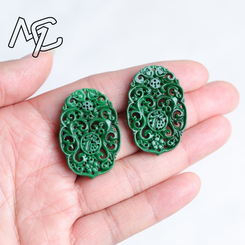 2pc Natural Jade Dry Cyan Doub - огляд і ціна Earrings
