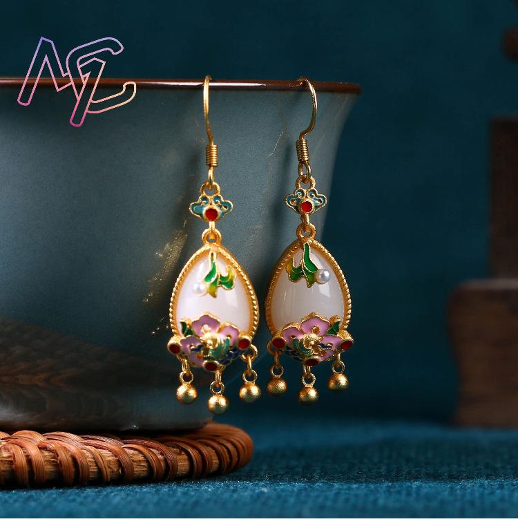Natural Jade Flower Earrings C - огляд і ціна Earrings