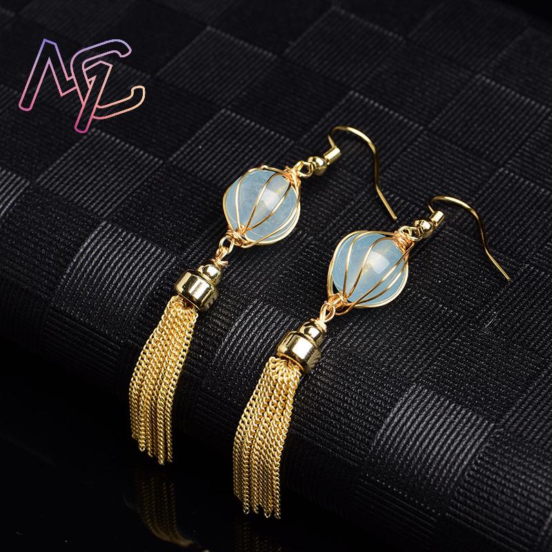 Blue Natural Jade Bead Earring - огляд і ціна Earrings